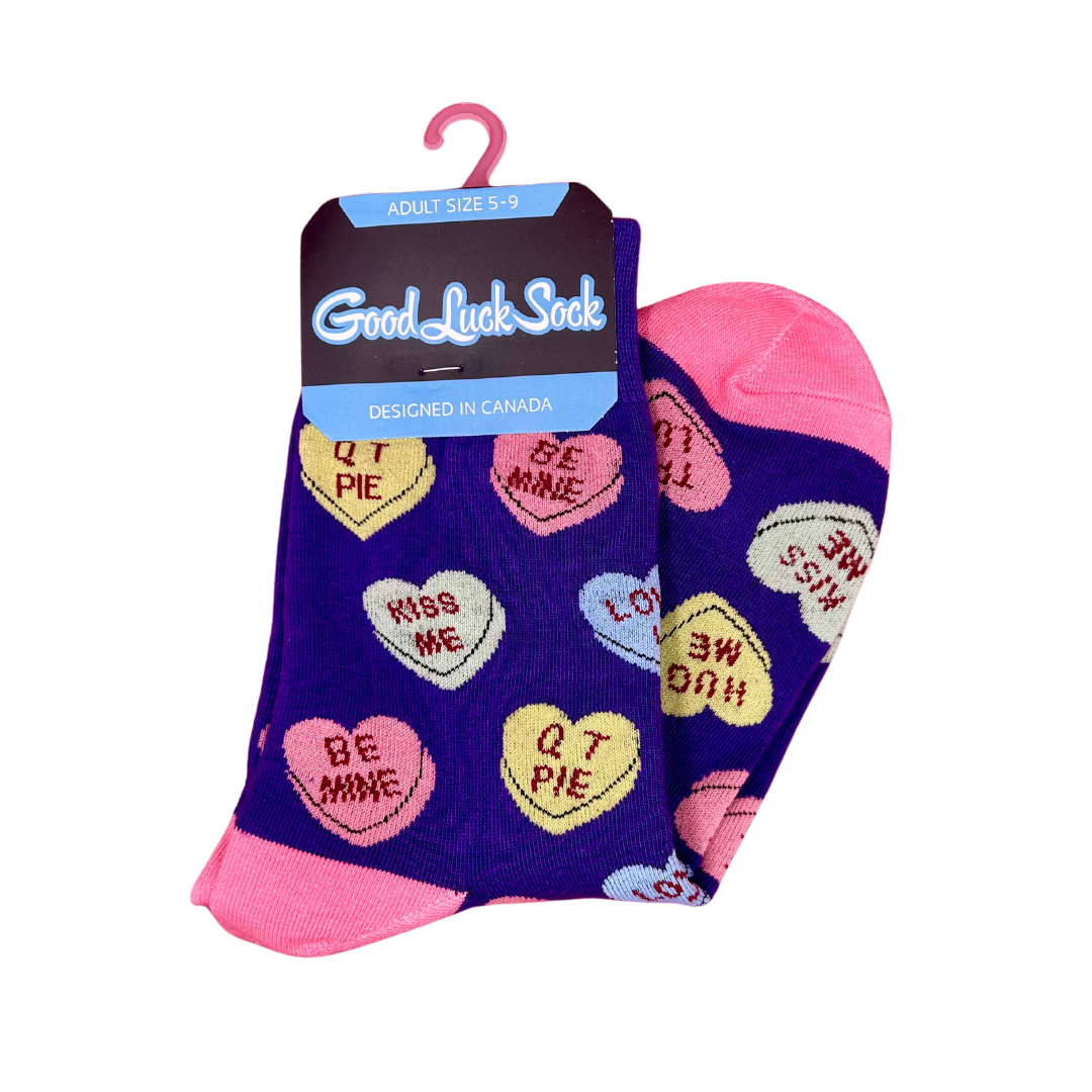 Women's Valentine Candy Hearts Socks - Shoe Size 5-9