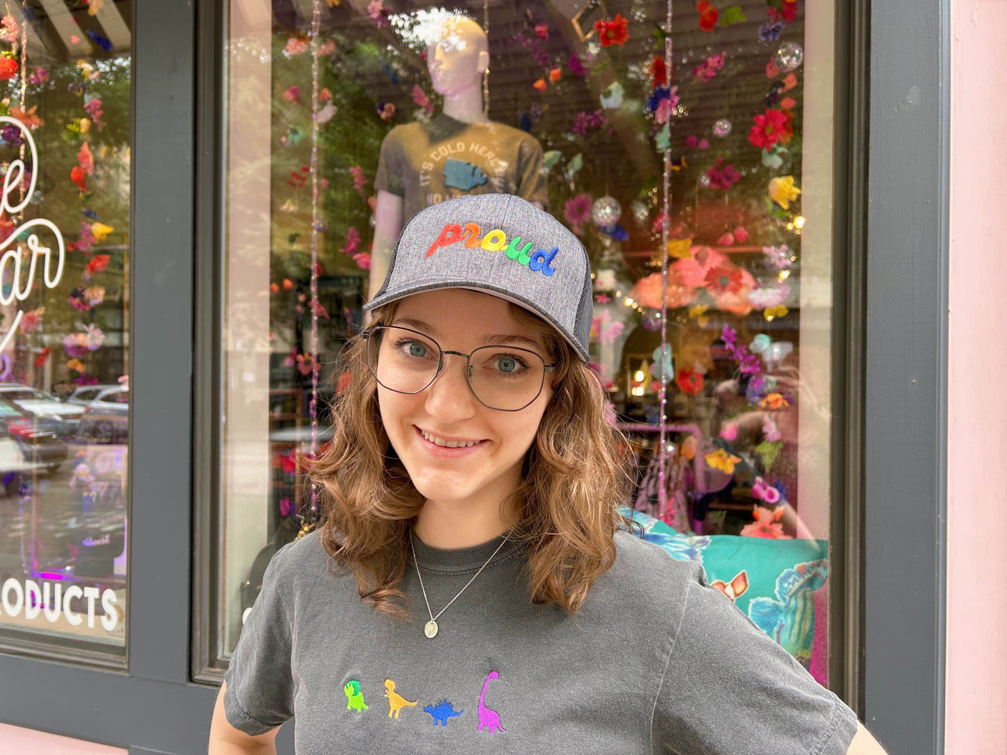 Embroidered Dinosaurs in a Row Tee