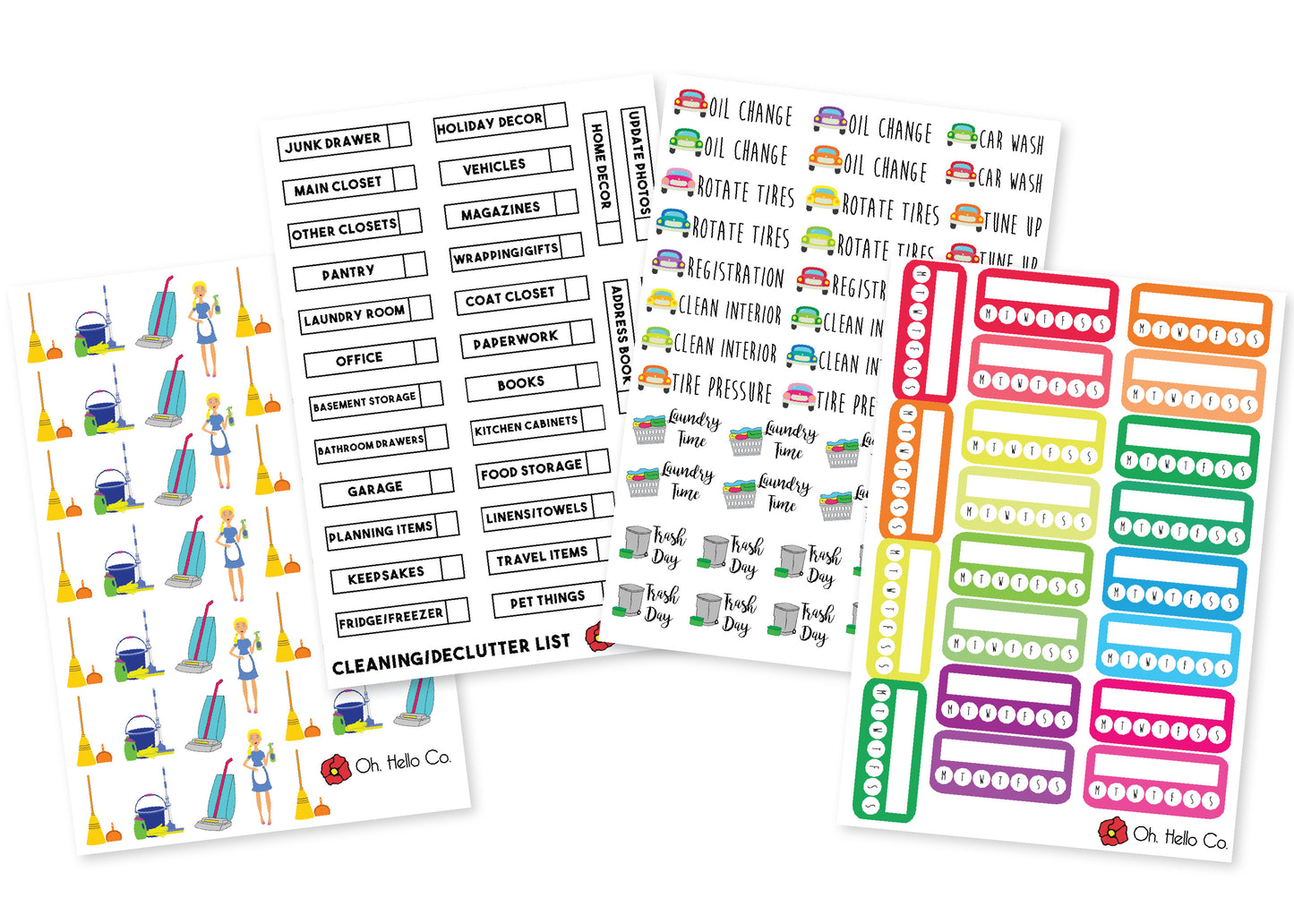 Cleaning Variety Stickers - Oh, Hello Stationery Co. bullet journal Erin Condren stickers scrapbook planner case customized gifts mugs Travlers Notebook unique fun