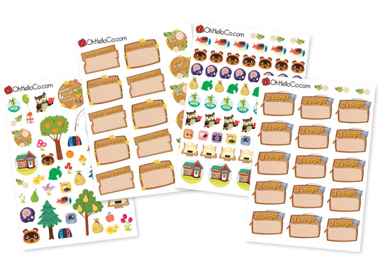 Animal Crossing Inspired Stickers - Oh, Hello Stationery Co. bullet journal Erin Condren stickers scrapbook planner case customized gifts mugs Travlers Notebook unique fun