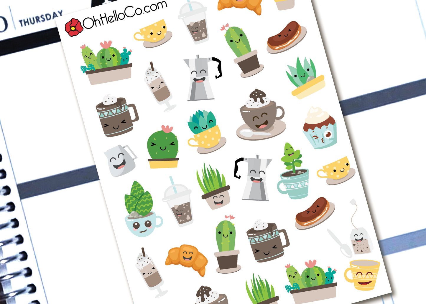 Coffee Shop - Printable Stickers for the Silhouette - Oh, Hello Stationery Co. bullet journal Erin Condren stickers scrapbook planner case customized gifts mugs Travlers Notebook unique fun