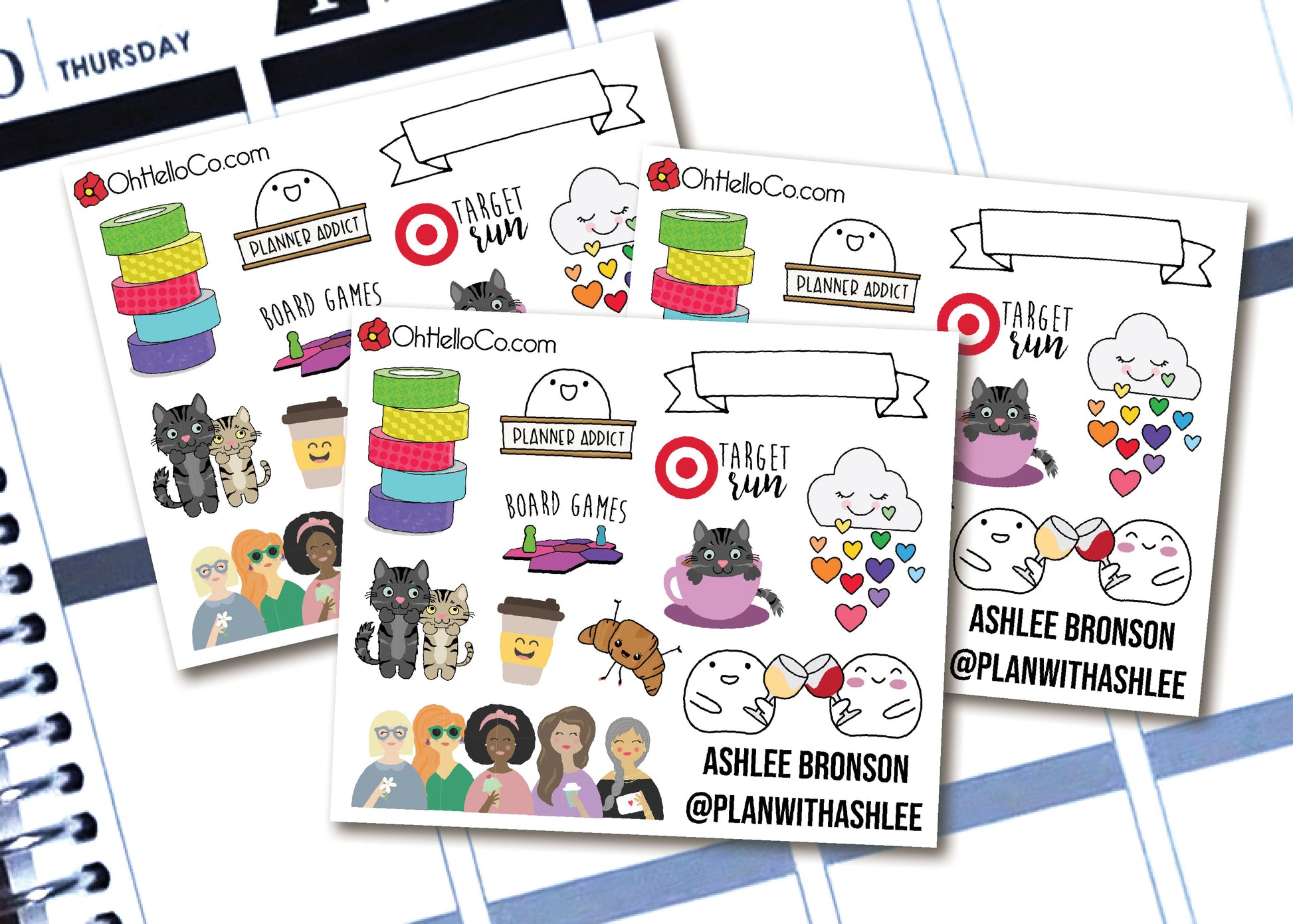 Planner Meetup Contact Cards - Style One - Oh, Hello Stationery Co. bullet journal Erin Condren stickers scrapbook planner case customized gifts mugs Travlers Notebook unique fun