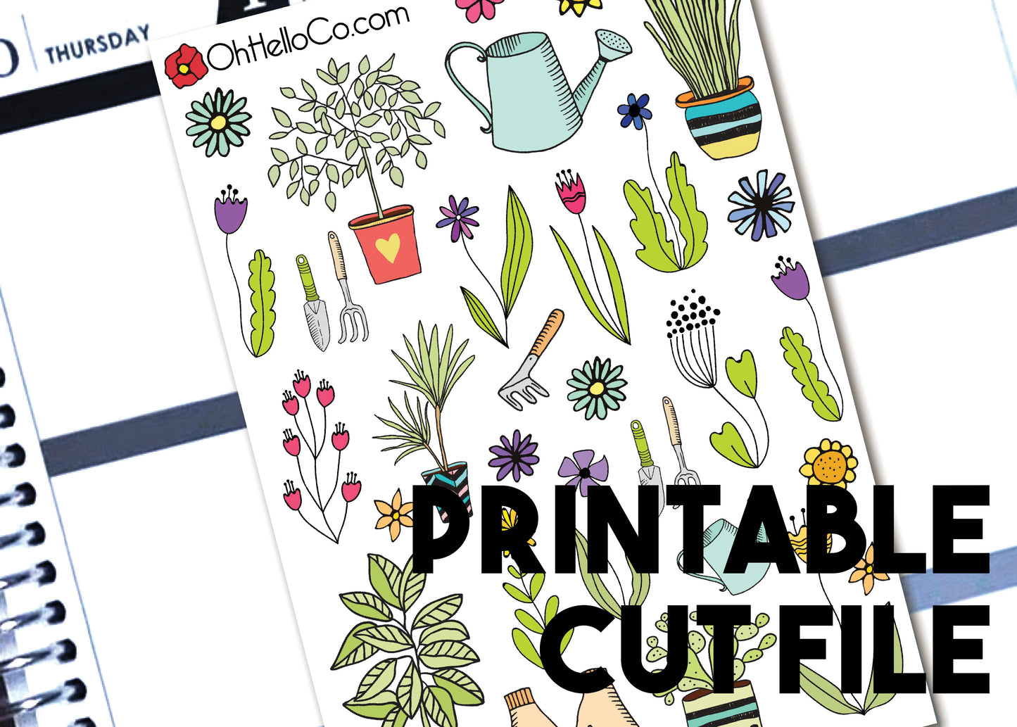 Spring Flower Doodles - Printable Stickers for the Silhouette - Oh, Hello Stationery Co. bullet journal Erin Condren stickers scrapbook planner case customized gifts mugs Travlers Notebook unique fun