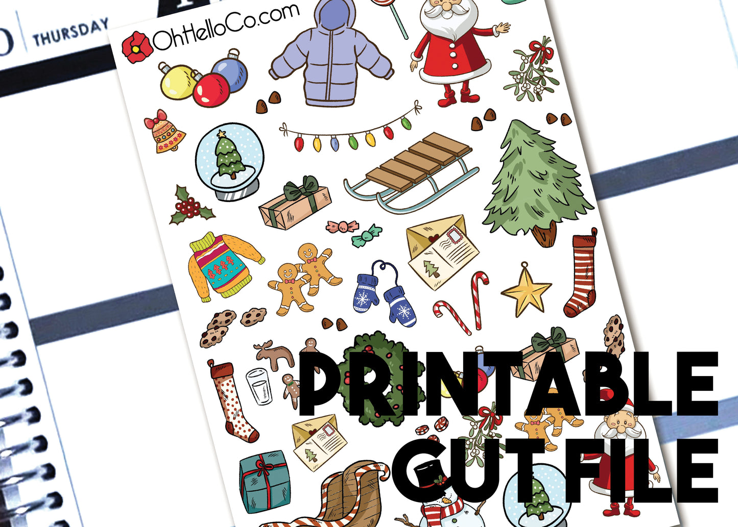 Christmas Doodles - Printable Stickers for the Silhouette