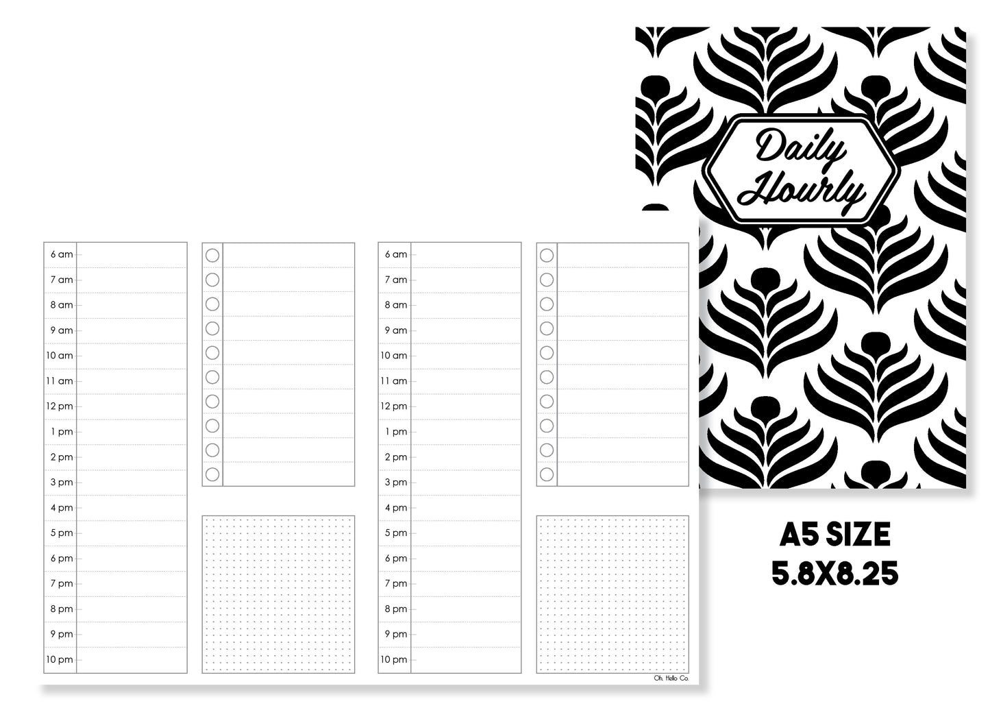 Daily Hourly Traveler's Notebook Insert - Oh, Hello Stationery Co. bullet journal Erin Condren stickers scrapbook planner case customized gifts mugs Travlers Notebook unique fun
