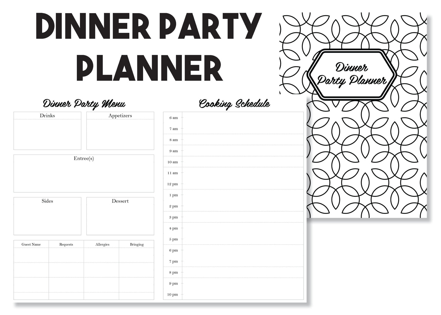 Dinner Party Planner Traveler's Notebook Insert - Oh, Hello Stationery Co. bullet journal Erin Condren stickers scrapbook planner case customized gifts mugs Travlers Notebook unique fun