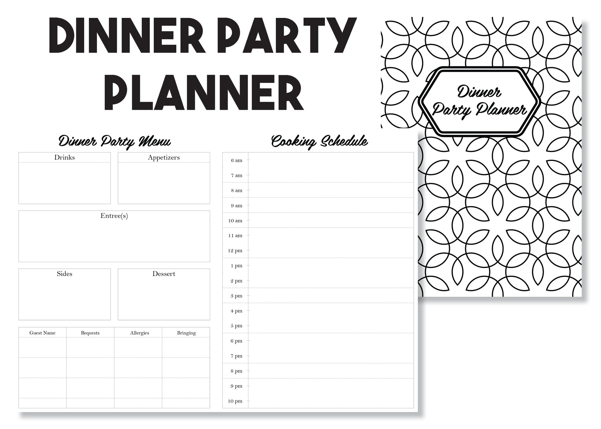 Dinner Party Planner Traveler's Notebook Insert - Oh, Hello Stationery Co. bullet journal Erin Condren stickers scrapbook planner case customized gifts mugs Travlers Notebook unique fun