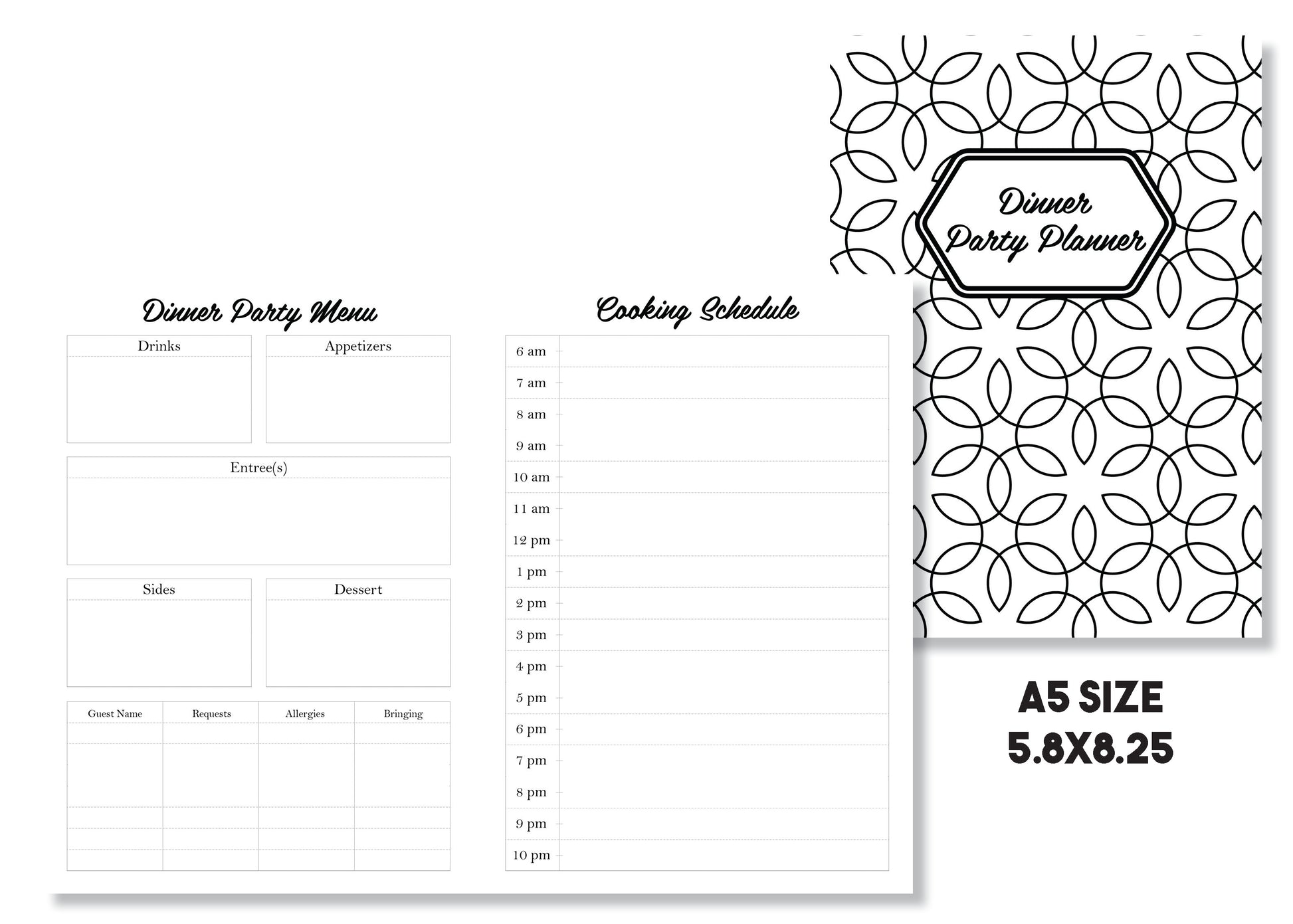 Dinner Party Planner Traveler's Notebook Insert - Oh, Hello Stationery Co. bullet journal Erin Condren stickers scrapbook planner case customized gifts mugs Travlers Notebook unique fun