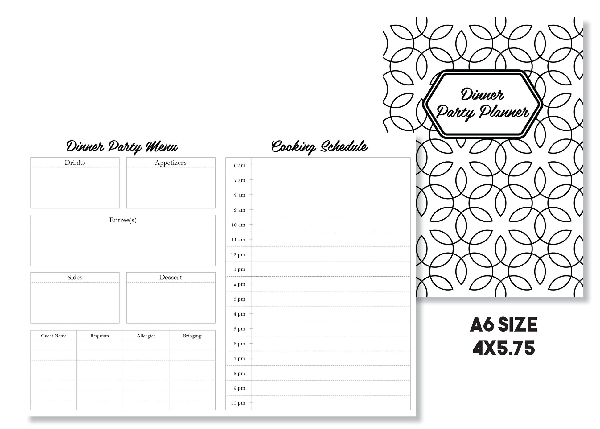 Dinner Party Planner Traveler's Notebook Insert - Oh, Hello Stationery Co. bullet journal Erin Condren stickers scrapbook planner case customized gifts mugs Travlers Notebook unique fun