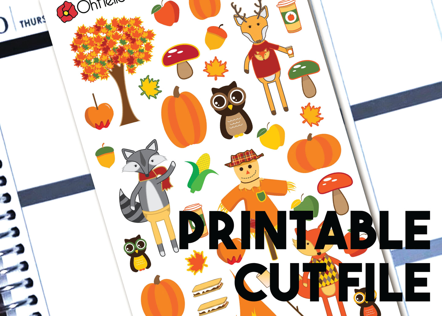 Fall/Autumn Decorative - Printable Stickers for the Silhouette - Oh, Hello Stationery Co. bullet journal Erin Condren stickers scrapbook planner case customized gifts mugs Travlers Notebook unique fun