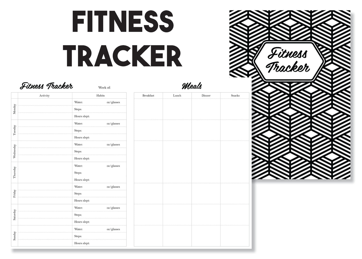 Weekly Fitness & Meal Tracker Traveler's Notebook Insert - Oh, Hello Stationery Co. bullet journal Erin Condren stickers scrapbook planner case customized gifts mugs Travlers Notebook unique fun