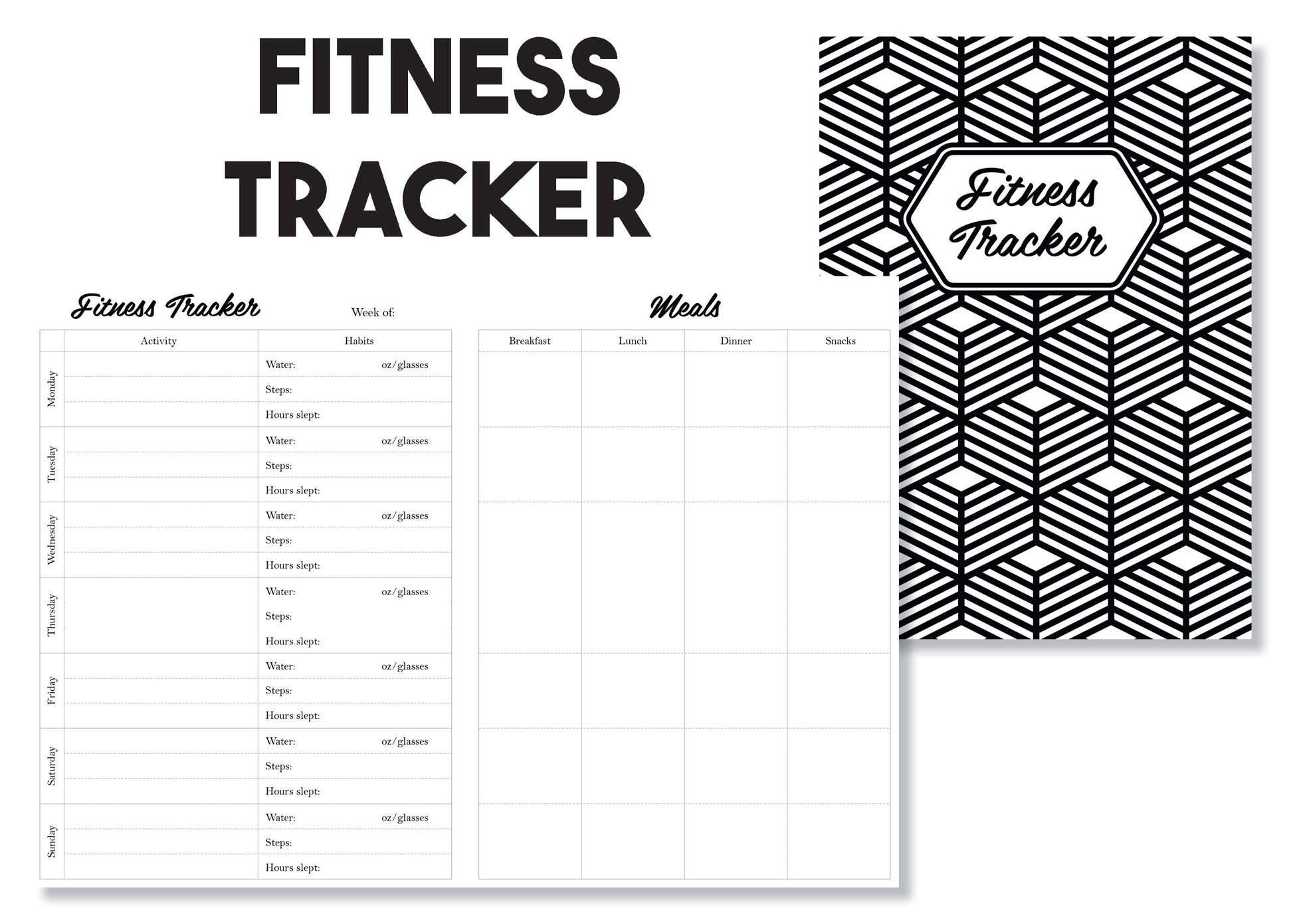 Weekly Fitness & Meal Tracker Traveler's Notebook Insert - Oh, Hello Stationery Co. bullet journal Erin Condren stickers scrapbook planner case customized gifts mugs Travlers Notebook unique fun