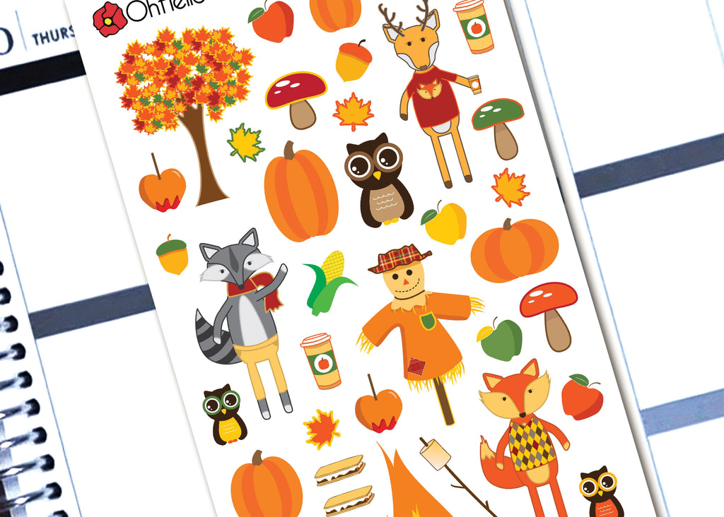 Fall/Autumn Decorative - Printable Stickers for the Silhouette - Oh, Hello Stationery Co. bullet journal Erin Condren stickers scrapbook planner case customized gifts mugs Travlers Notebook unique fun 