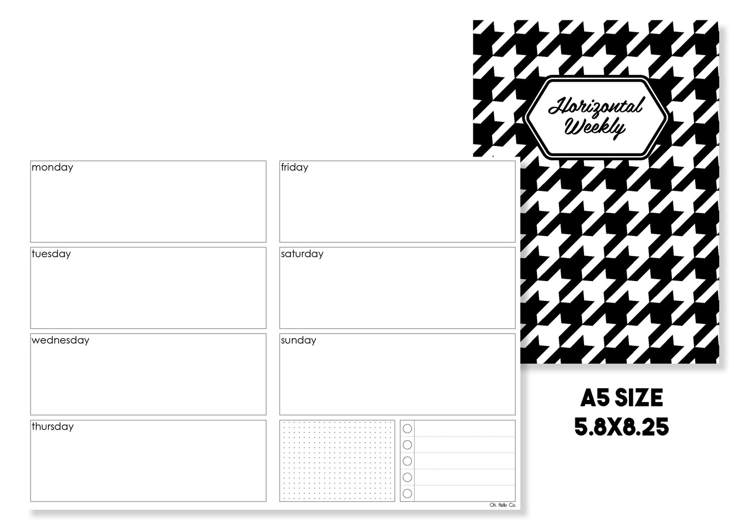 Horizontal Weekly Traveler's Notebook Insert - Oh, Hello Stationery Co. bullet journal Erin Condren stickers scrapbook planner case customized gifts mugs Travlers Notebook unique fun