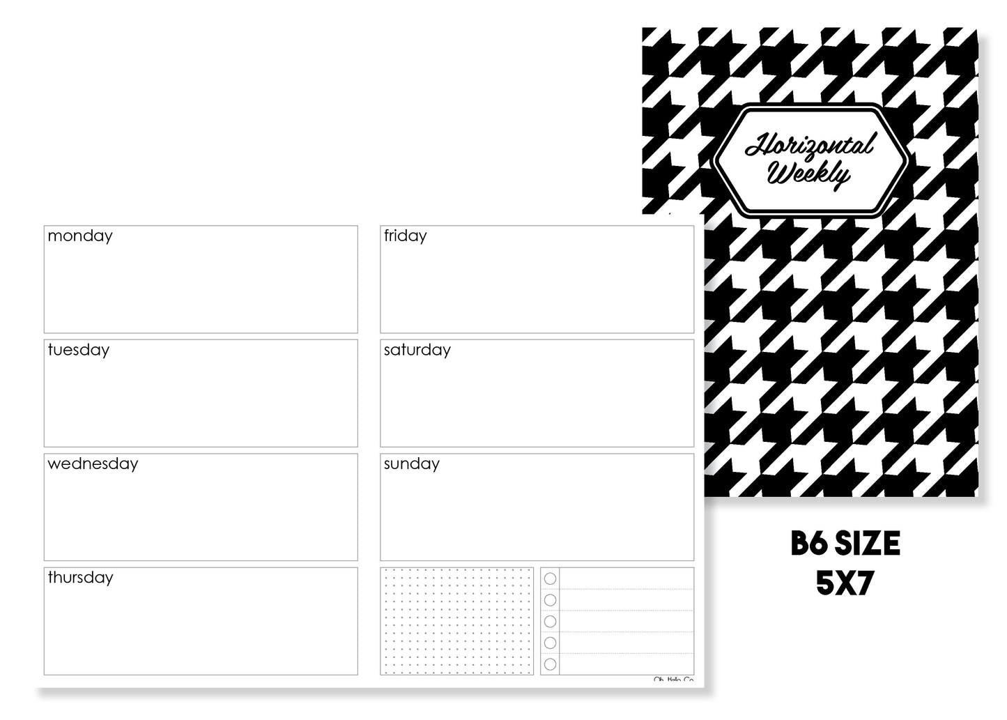 Horizontal Weekly Traveler's Notebook Insert - Oh, Hello Stationery Co. bullet journal Erin Condren stickers scrapbook planner case customized gifts mugs Travlers Notebook unique fun