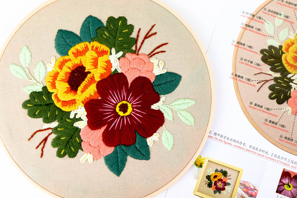 Floral Embroidery Kit - Great for Beginners