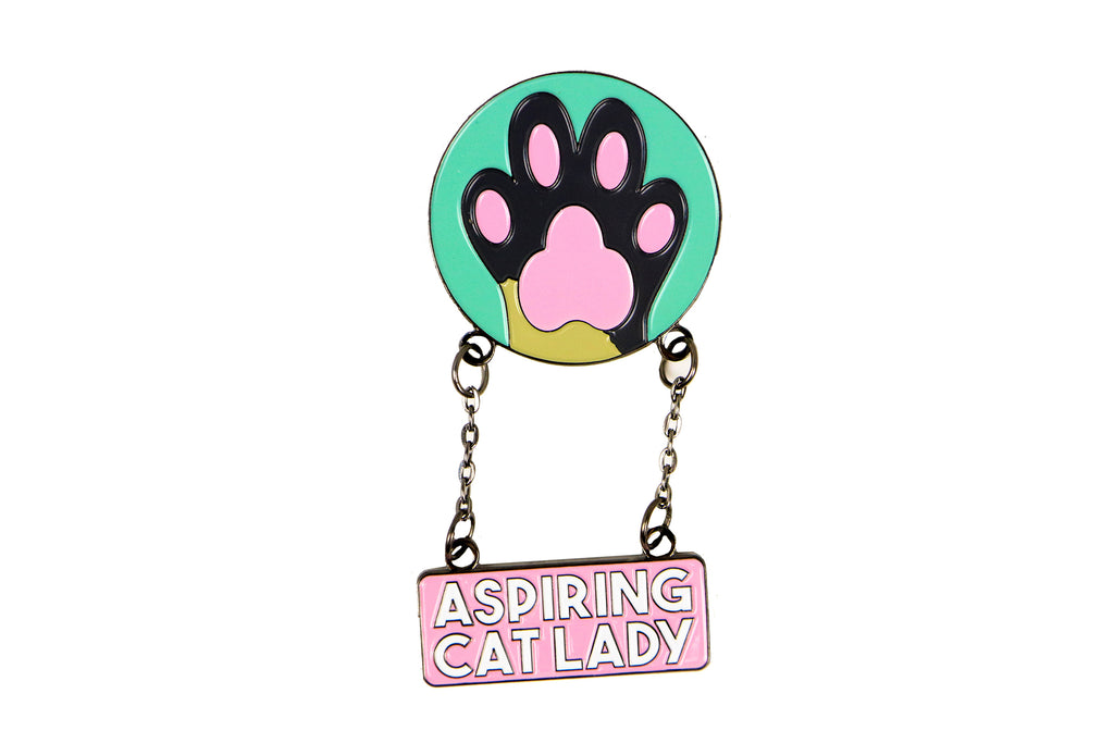 Aspiring Cat Lady Dangle Enamel Pin