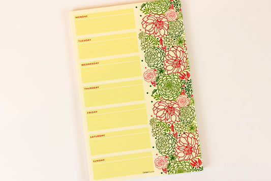 Green Blooms Weekly Large Notepad - Oh, Hello Stationery Co. bullet journal Erin Condren stickers scrapbook planner case customized gifts mugs Travlers Notebook unique fun