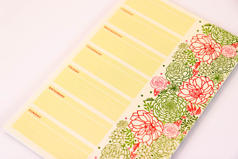 Green Blooms Weekly Large Notepad - Oh, Hello Stationery Co. bullet journal Erin Condren stickers scrapbook planner case customized gifts mugs Travlers Notebook unique fun