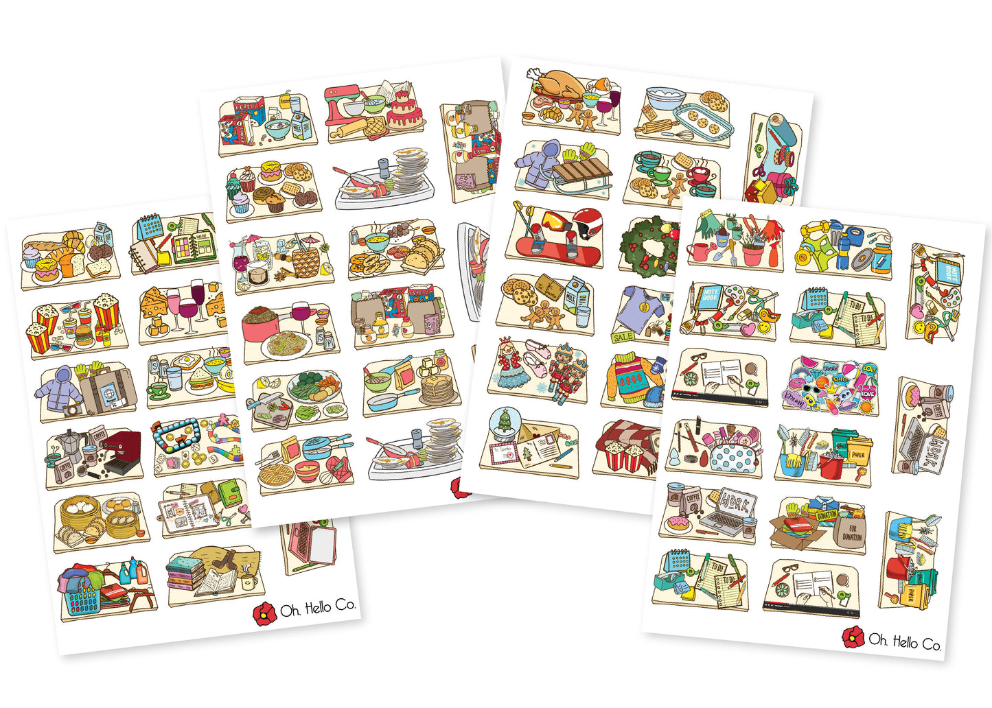 Flatlay Variety Stickers - Oh, Hello Stationery Co. bullet journal Erin Condren stickers scrapbook planner case customized gifts mugs Travlers Notebook unique fun