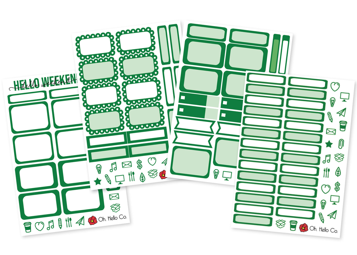 The Greens - Rainbow Functional Stickers - Oh, Hello Stationery Co. bullet journal Erin Condren stickers scrapbook planner case customized gifts mugs Travlers Notebook unique fun