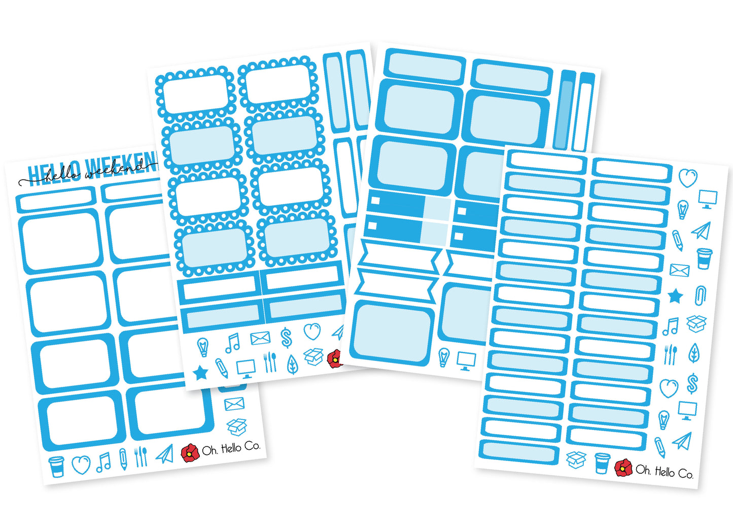 The Light Blues - Rainbow Functional Stickers - Oh, Hello Stationery Co. bullet journal Erin Condren stickers scrapbook planner case customized gifts mugs Travlers Notebook unique fun