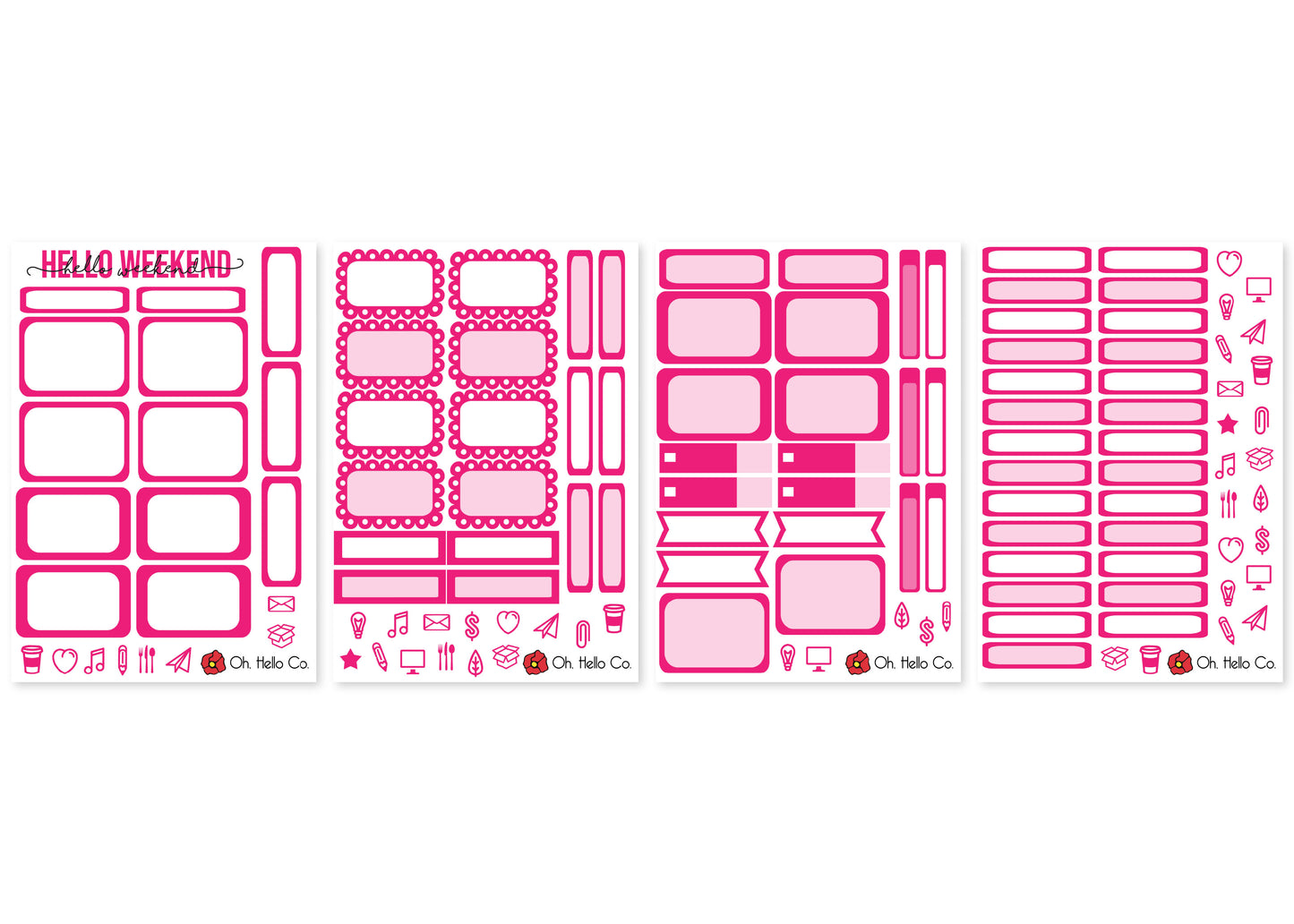 The Pinks - Rainbow Functional Stickers - Oh, Hello Stationery Co. bullet journal Erin Condren stickers scrapbook planner case customized gifts mugs Travlers Notebook unique fun