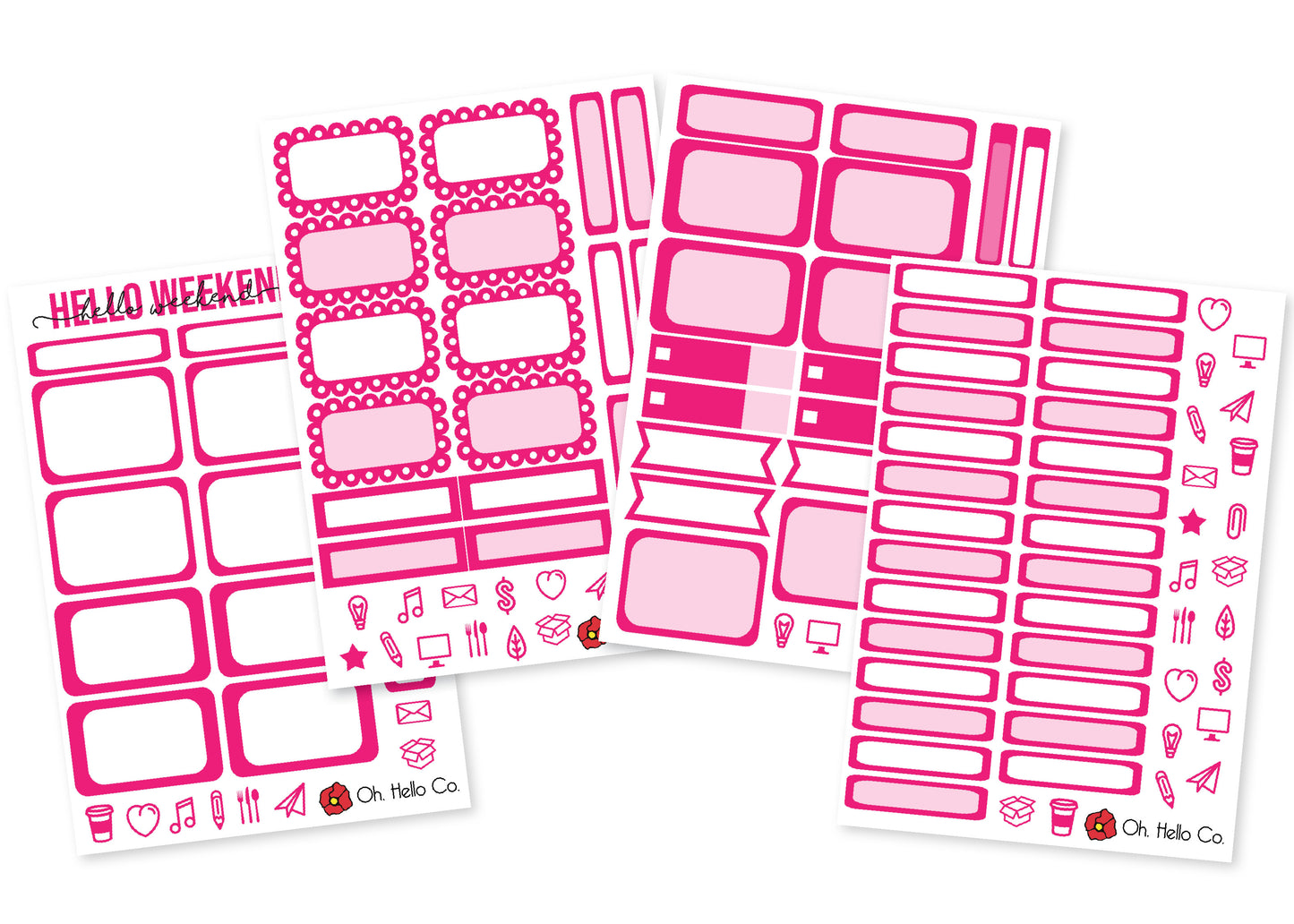 The Pinks - Rainbow Functional Stickers - Oh, Hello Stationery Co. bullet journal Erin Condren stickers scrapbook planner case customized gifts mugs Travlers Notebook unique fun