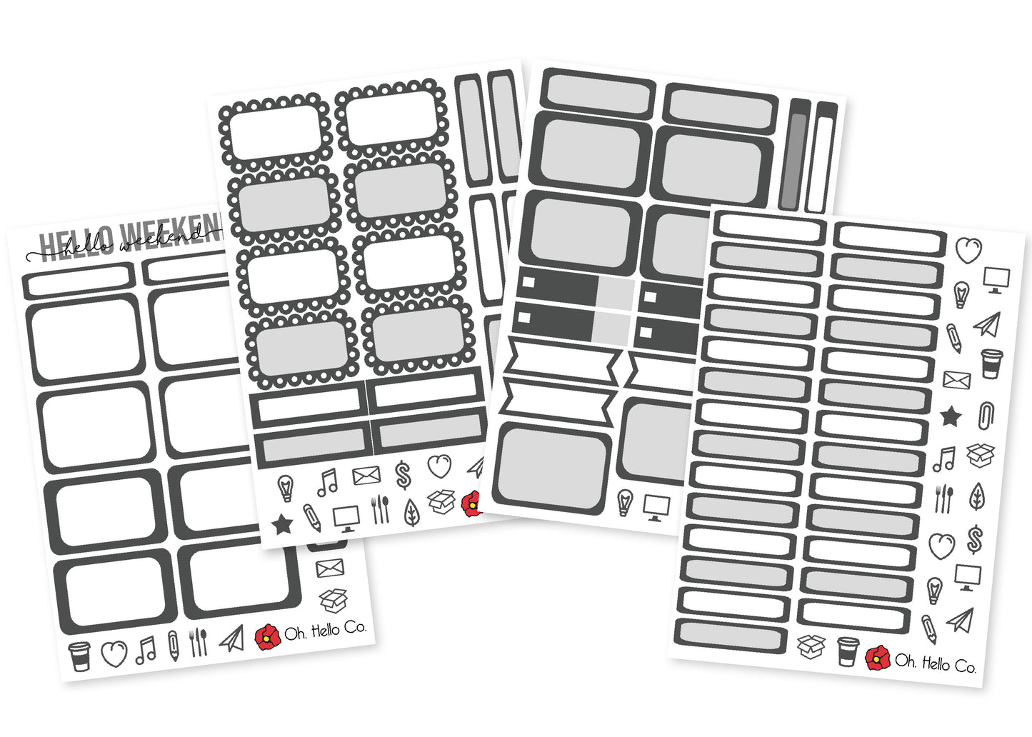 The Greys - Rainbow Functional Stickers - Oh, Hello Stationery Co. bullet journal Erin Condren stickers scrapbook planner case customized gifts mugs Travlers Notebook unique fun