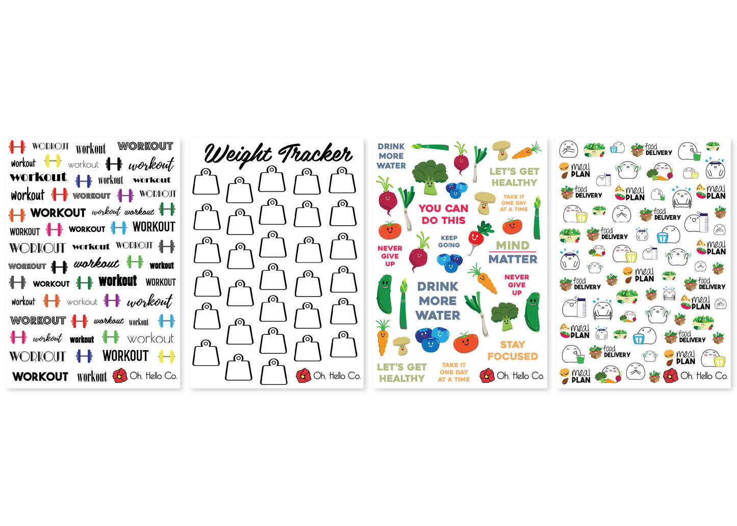 Health & Fitness Stickers - Oh, Hello Stationery Co. bullet journal Erin Condren stickers scrapbook planner case customized gifts mugs Travlers Notebook unique fun
