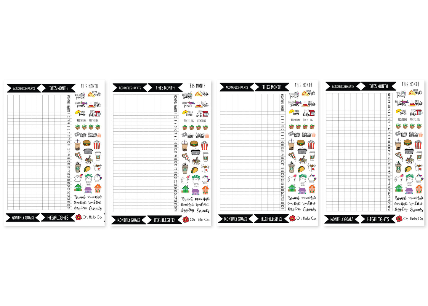 A5 Monthly Habit Tracker Stickers