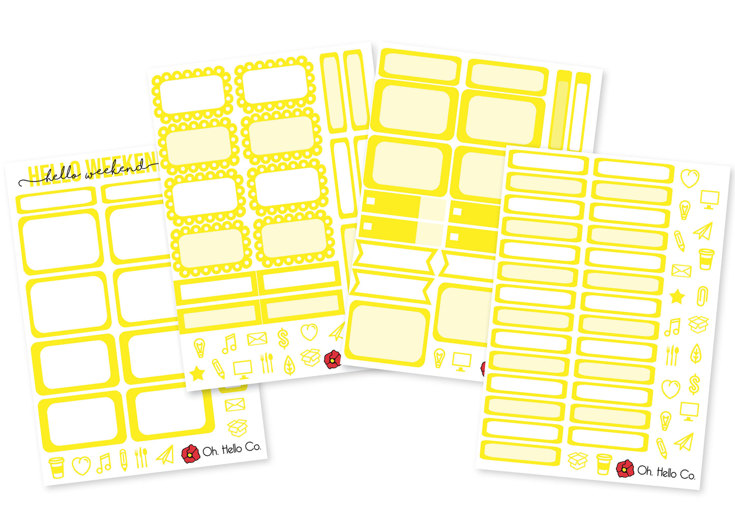 The Yellows - Rainbow Functional Stickers - Oh, Hello Stationery Co. bullet journal Erin Condren stickers scrapbook planner case customized gifts mugs Travlers Notebook unique fun