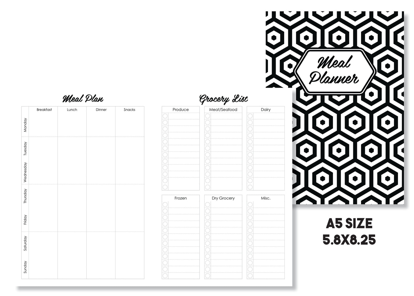 Meal Planning Traveler's Notebook Insert - Oh, Hello Stationery Co. bullet journal Erin Condren stickers scrapbook planner case customized gifts mugs Travlers Notebook unique fun