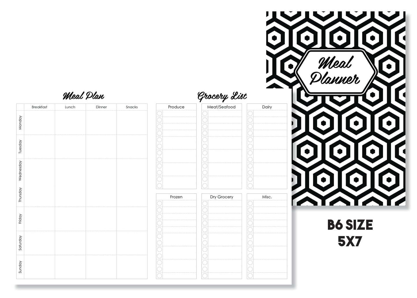 Meal Planning Traveler's Notebook Insert - Oh, Hello Stationery Co. bullet journal Erin Condren stickers scrapbook planner case customized gifts mugs Travlers Notebook unique fun