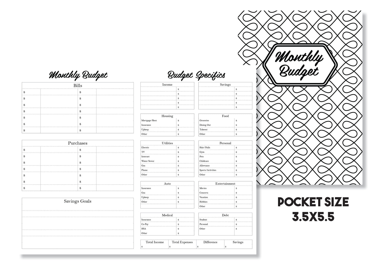 Monthly Budget Tracker Traveler's Notebook Insert - Oh, Hello Stationery Co. bullet journal Erin Condren stickers scrapbook planner case customized gifts mugs Travlers Notebook unique fun
