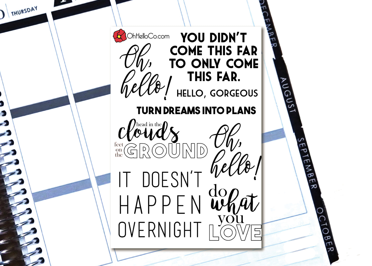 Inspiration Quotes - Printable Stickers for the Silhouette - Oh, Hello Stationery Co. bullet journal Erin Condren stickers scrapbook planner case customized gifts mugs Travlers Notebook unique fun
