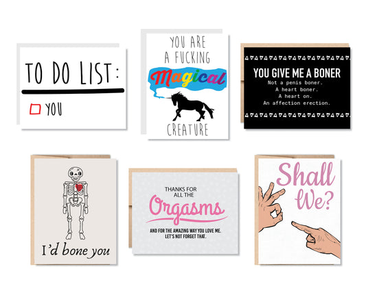 A Cheeky Romance Greeting Card Set or Single - Set #17