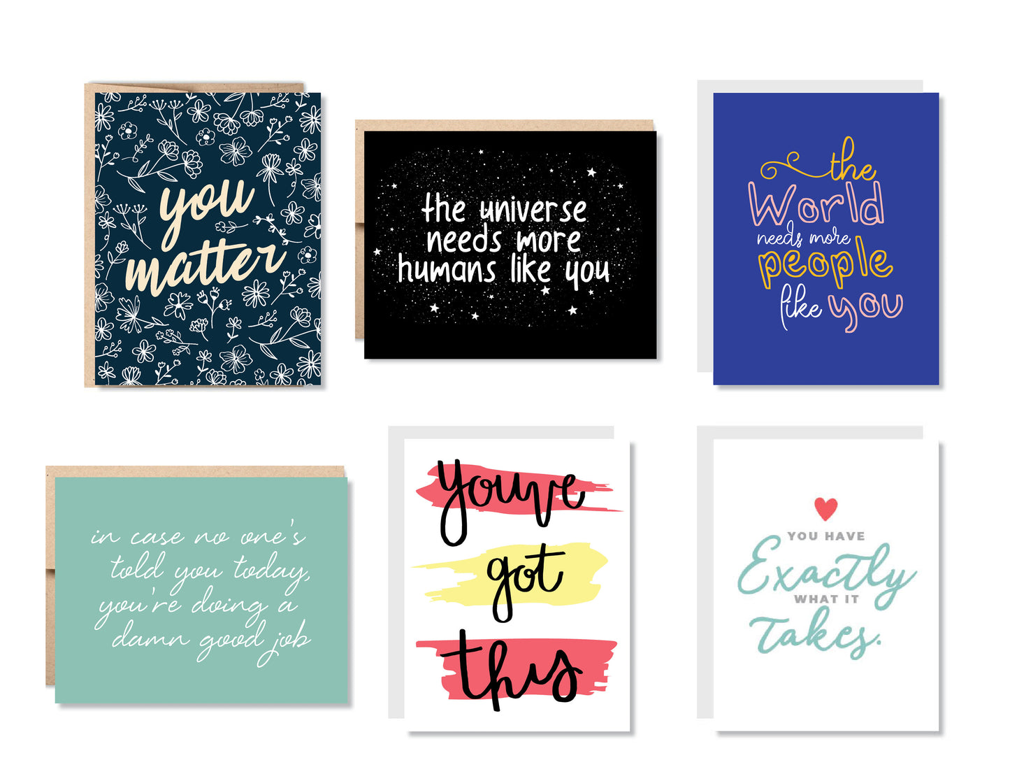 Words of Encouragement Greeting Card Set or Single - Set #2