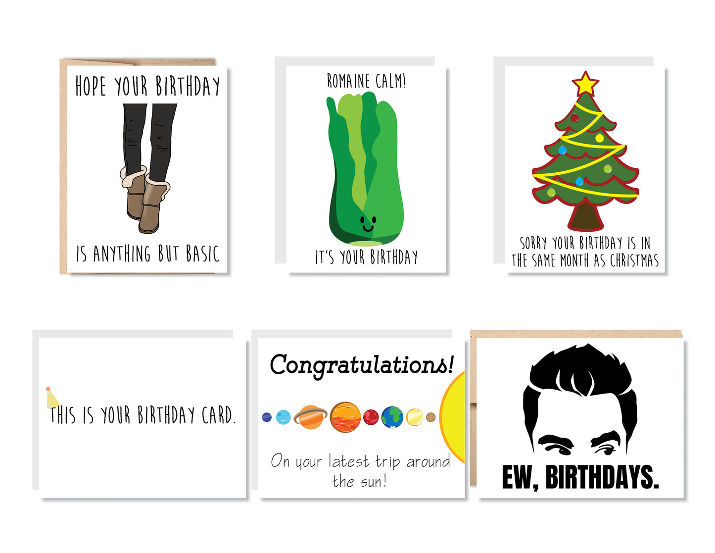 Even More Funny Birthday Greeting Card Set or Single - Set #20