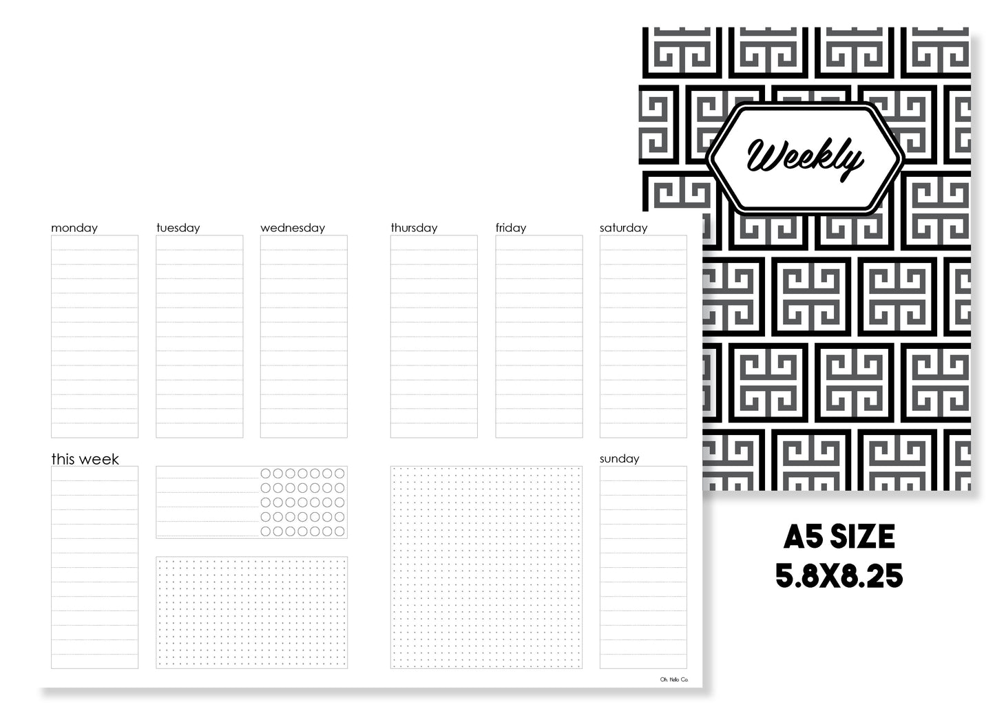 Standard Weekly Traveler's Notebook Insert - Oh, Hello Stationery Co. bullet journal Erin Condren stickers scrapbook planner case customized gifts mugs Travlers Notebook unique fun
