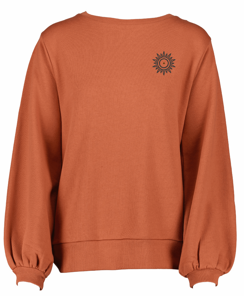 Embroidered Moon Phase Sweatshirt Burnt Orange