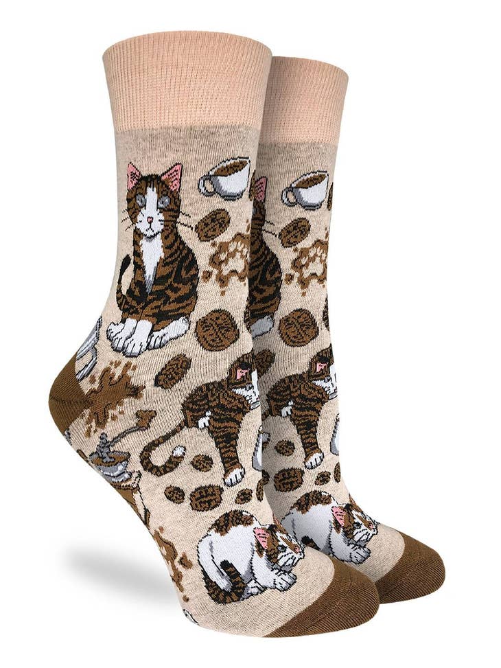 Women's Coffee Cats Socks - Shoe Size 5-9