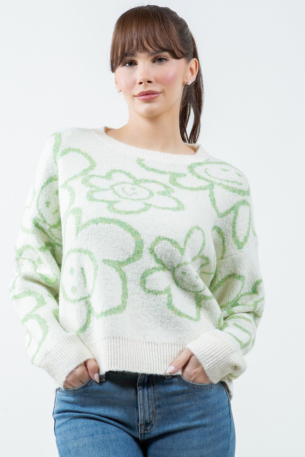 Smiling Flower Pullover Sweater