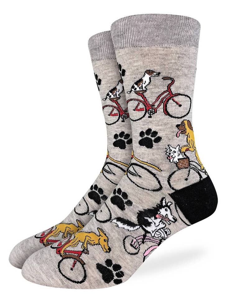 Men's Dogs Riding Bikes Socks - Shoe Size 7-12
