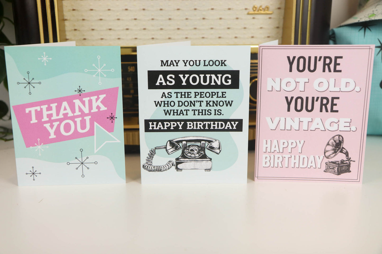 Retro Vibes Greeting Card Set or Single - Set #38