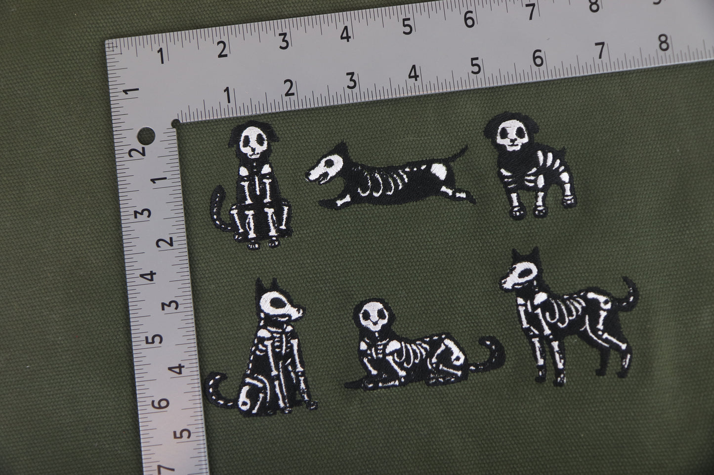 Embroidered Skelly Dog Tote Bag