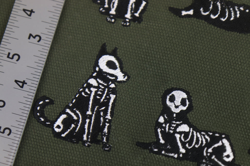 Embroidered Skelly Dog Tote Bag