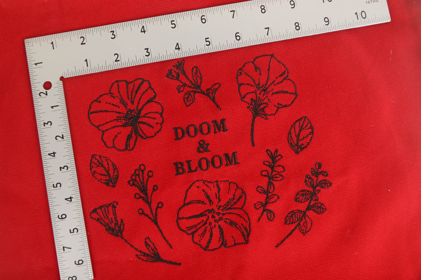 Embroidered Doom & Bloom Tote Bag