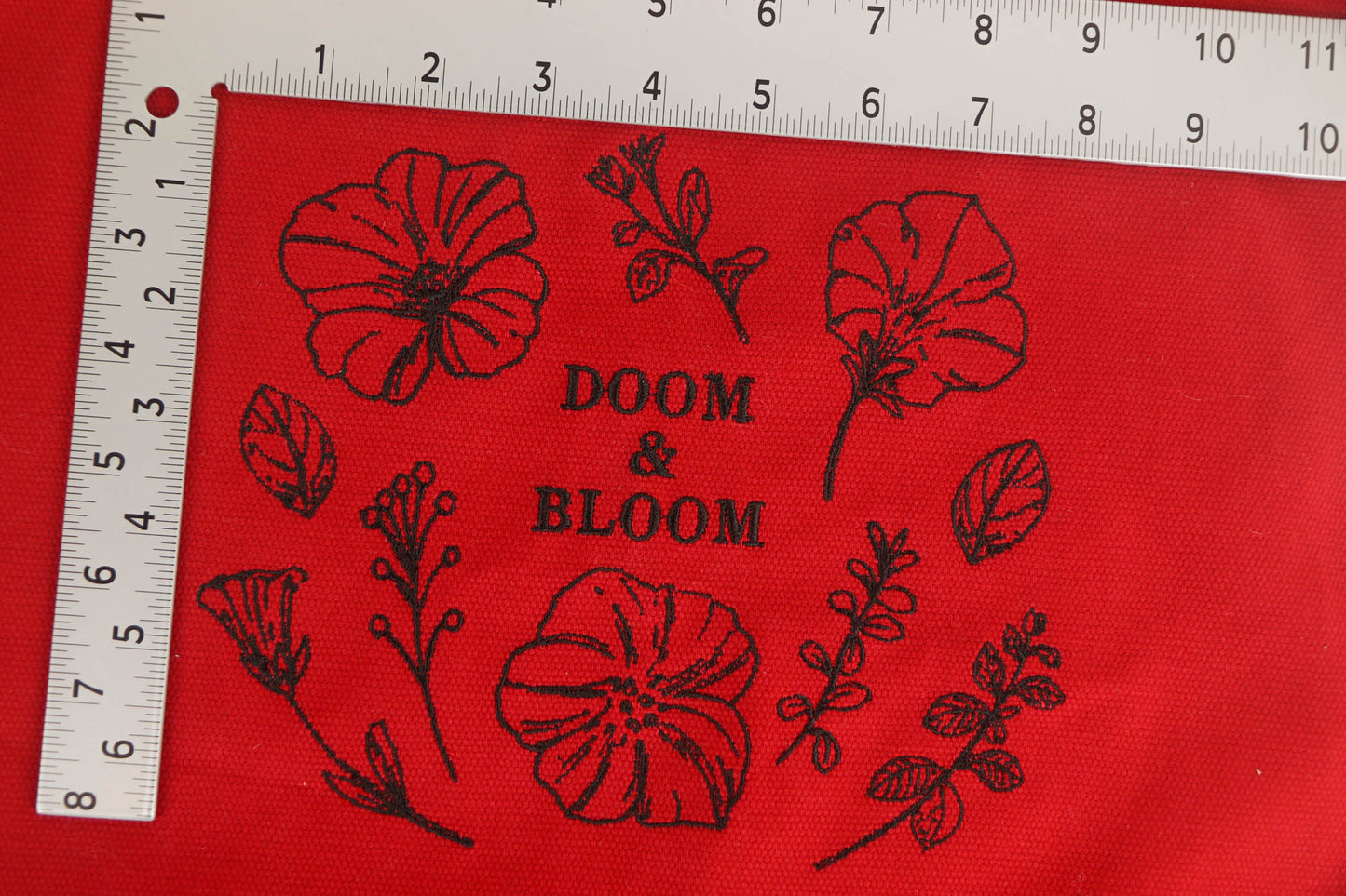 Embroidered Doom & Bloom Tote Bag