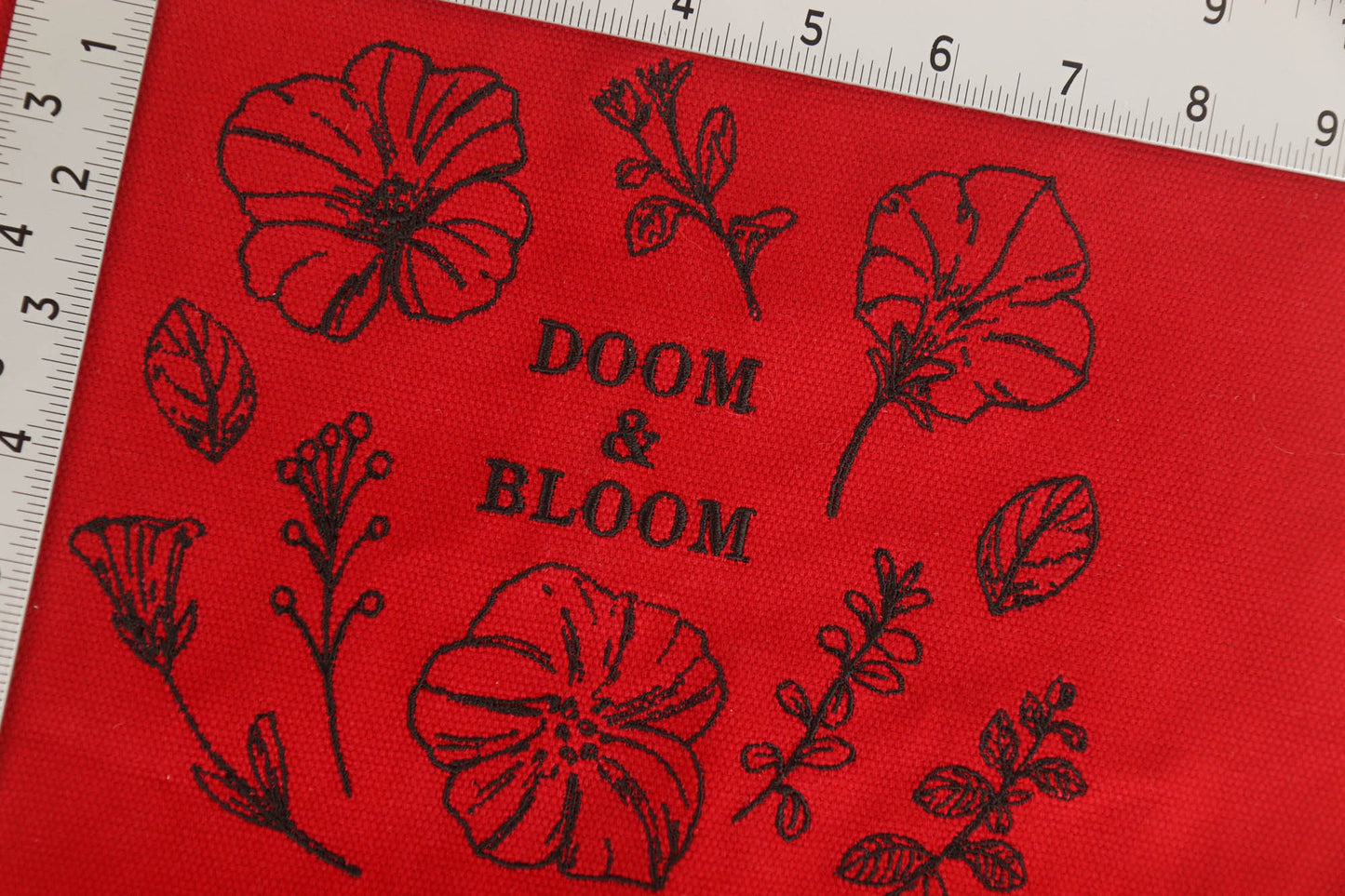 Embroidered Doom & Bloom Tote Bag